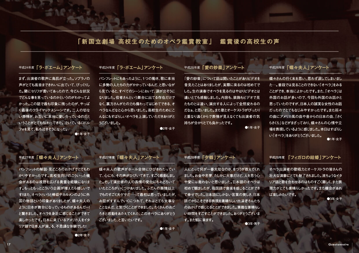 17.「新国立劇場 高校生のためのオペラ鑑賞教室」鑑賞後の高校生の声